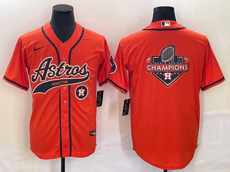 Men's Houston Astros Orange Team Big Logo With Patch Cool Base Stitched Baseball Jersey